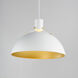 Dawn 1 Light 15.25 inch White and Satin Brass Single Pendant Ceiling Light