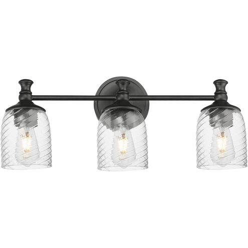 Swirl 3 Light 23 inch Black Bath Vanity Wall Light