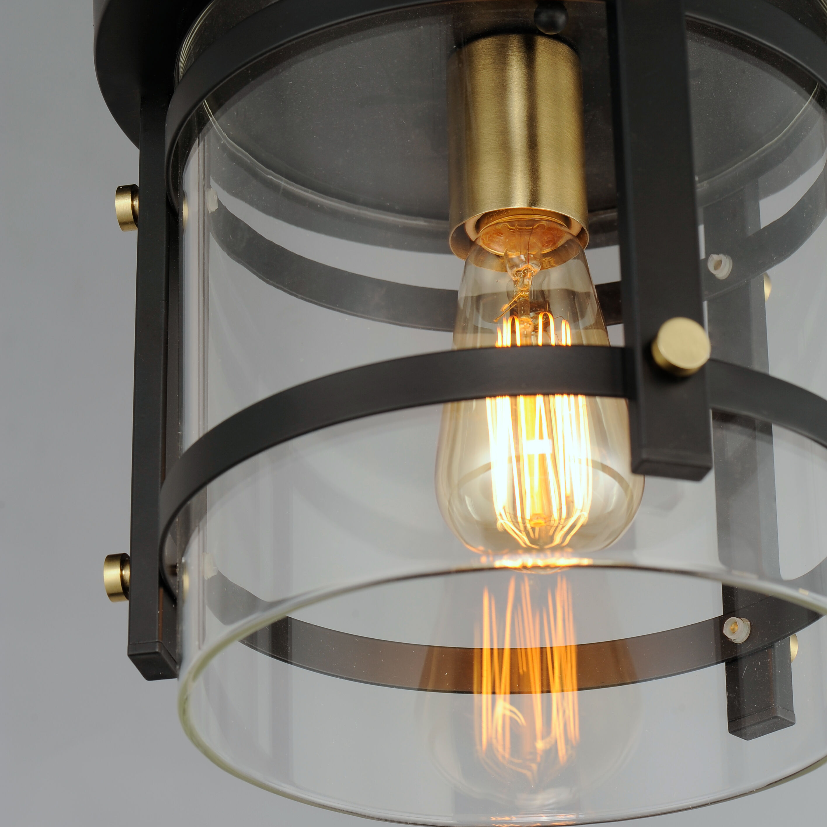 Capitol 1 Light 10 inch Black/Antique Brass Flush Mount Ceiling Light