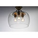 Goblet 3 Light 13.5 inch Bronze and Antique Brass Semi-Flush Mount Ceiling Light