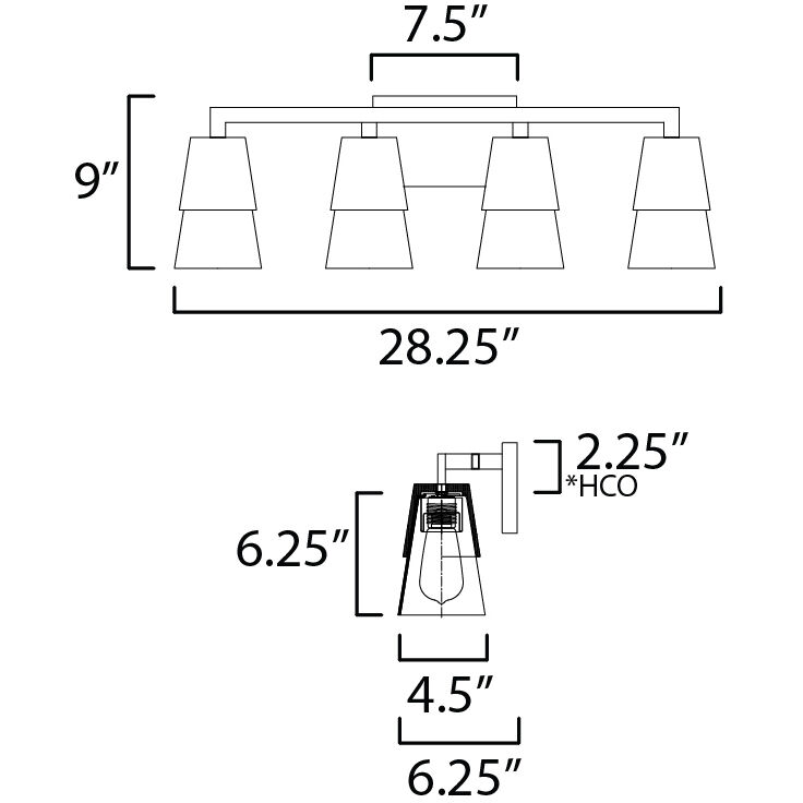 Carpenter 4 Light 28.25 inch Walnut and Black Bath Vanity Wall Light
