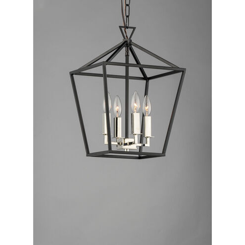 Abode 4 Light 12 inch Textured Black/Polished Nickel Chandelier Ceiling Light in Textured Black and Polished Nickel