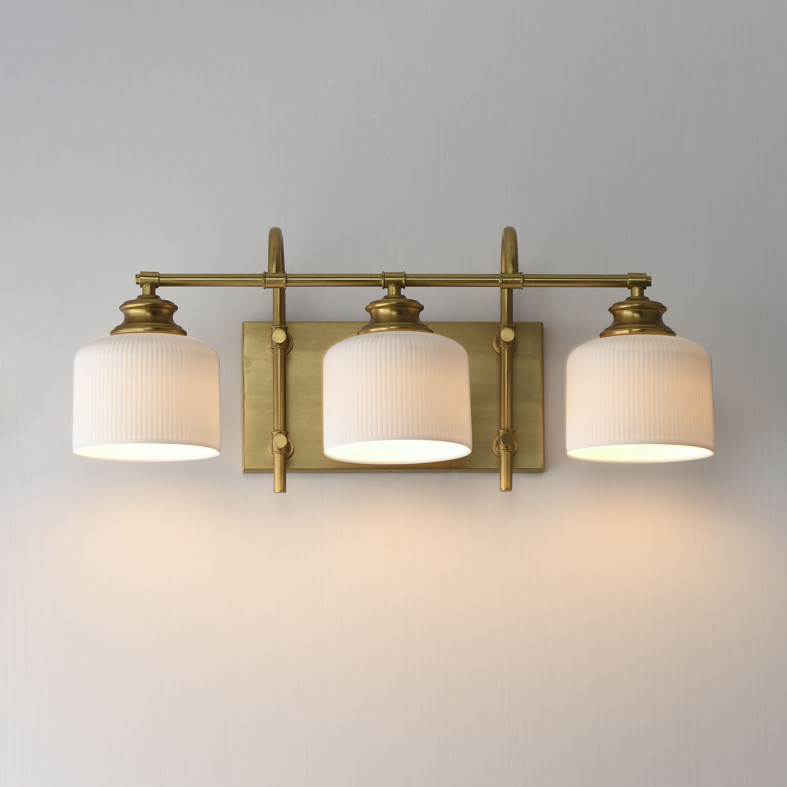 Bisque 3 Light 24 inch Natural Aged Brass Bath Vanity Wall Light