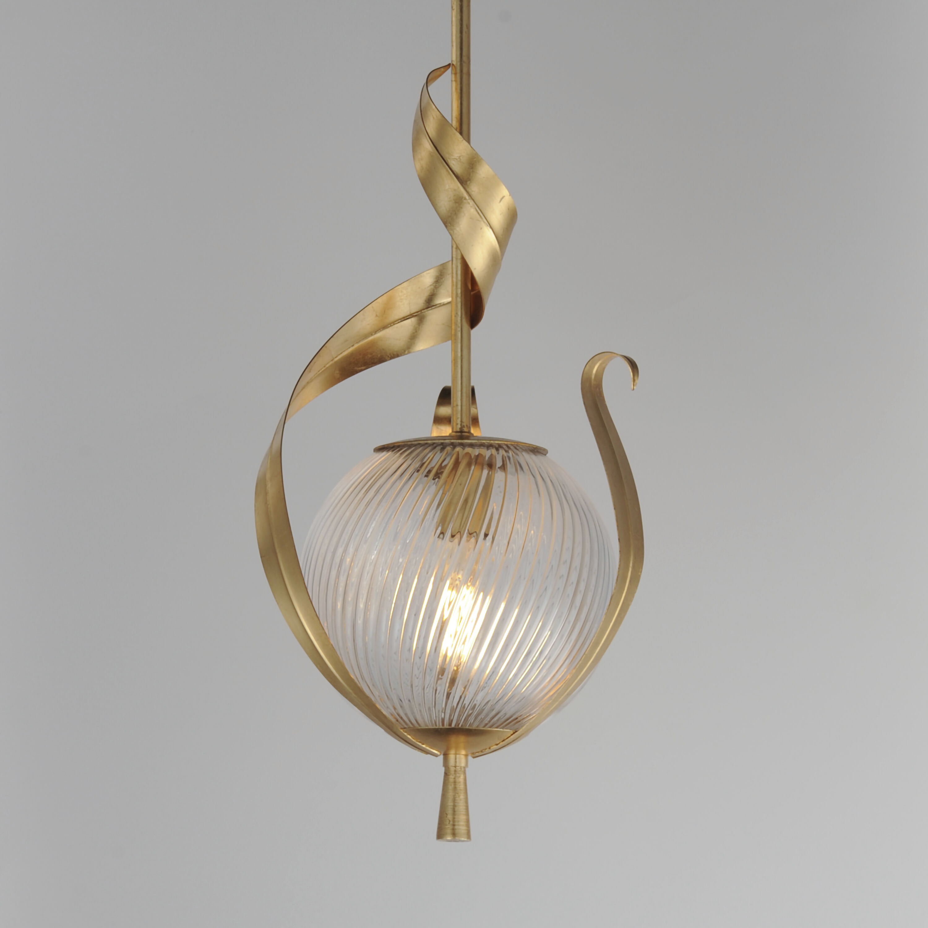 Firenze 1 Light 9.25 inch Gold Leaf Single Pendant Ceiling Light in Clear Ribbed