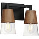 Carpenter 2 Light 12.5 inch Walnut and Black Bath Vanity Wall Light