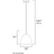 Crete LED 12 inch Polished Chrome Single Pendant Ceiling Light