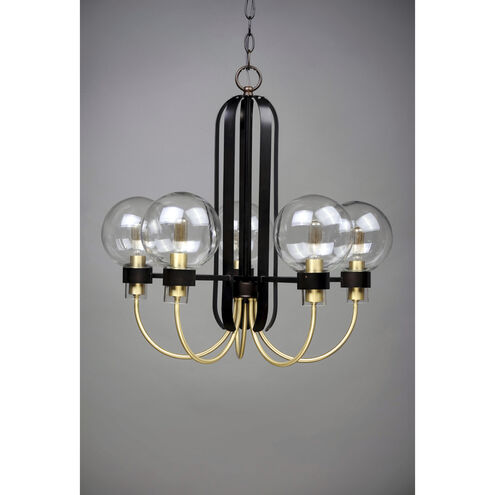 Bauhaus 5 Light 24 inch Bronze/Satin Brass Single-Tier Chandelier Ceiling Light