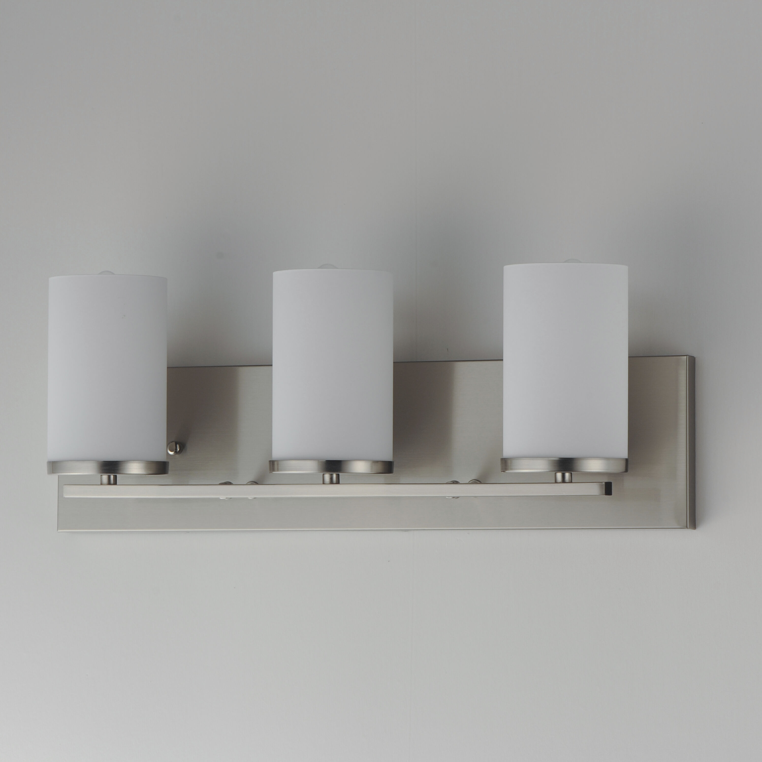 Lateral 3 Light 24 inch Satin Nickel Bath Vanity Wall Light in Satin White