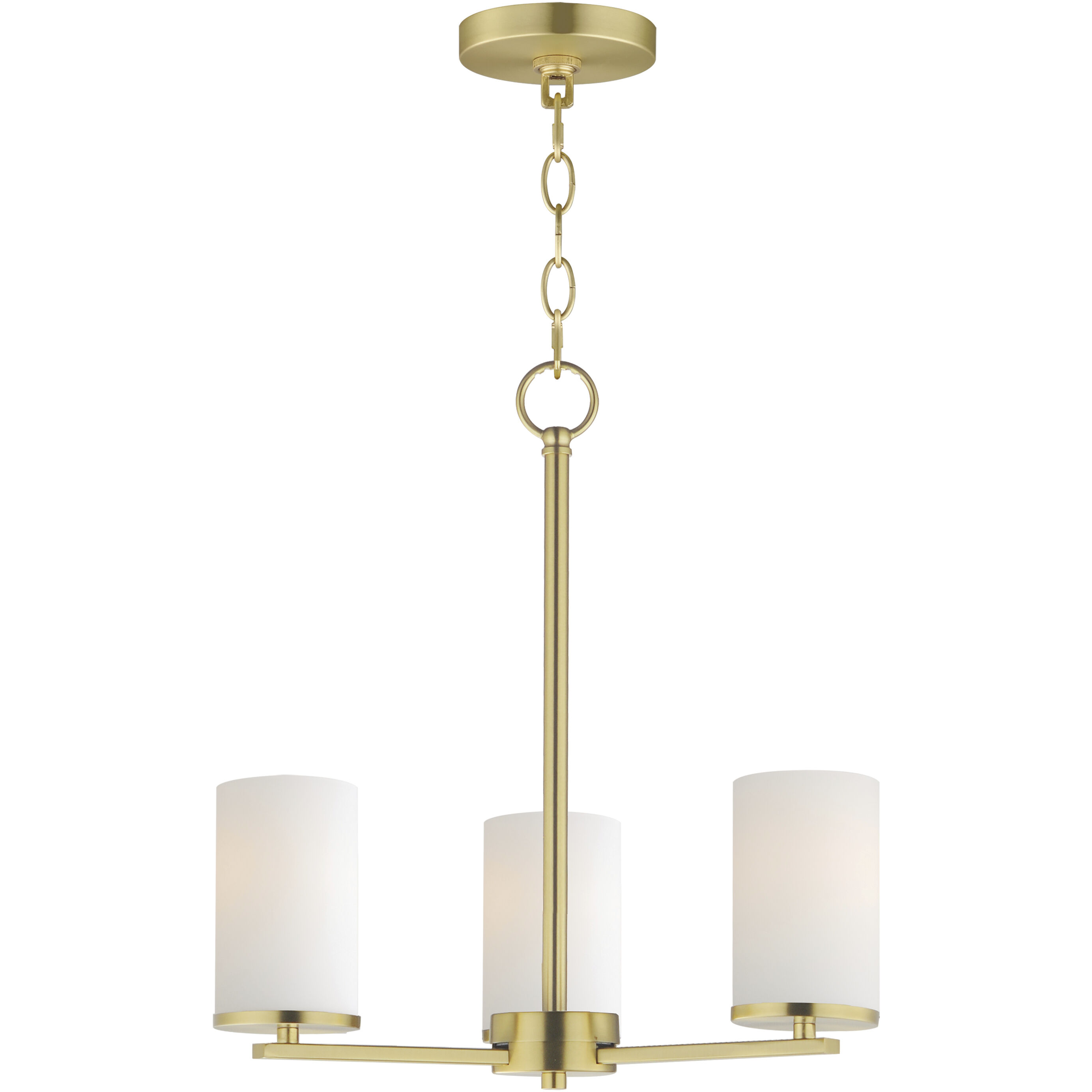 Lateral 3 Light 18 inch Satin Brass Chandelier Ceiling Light in Satin White