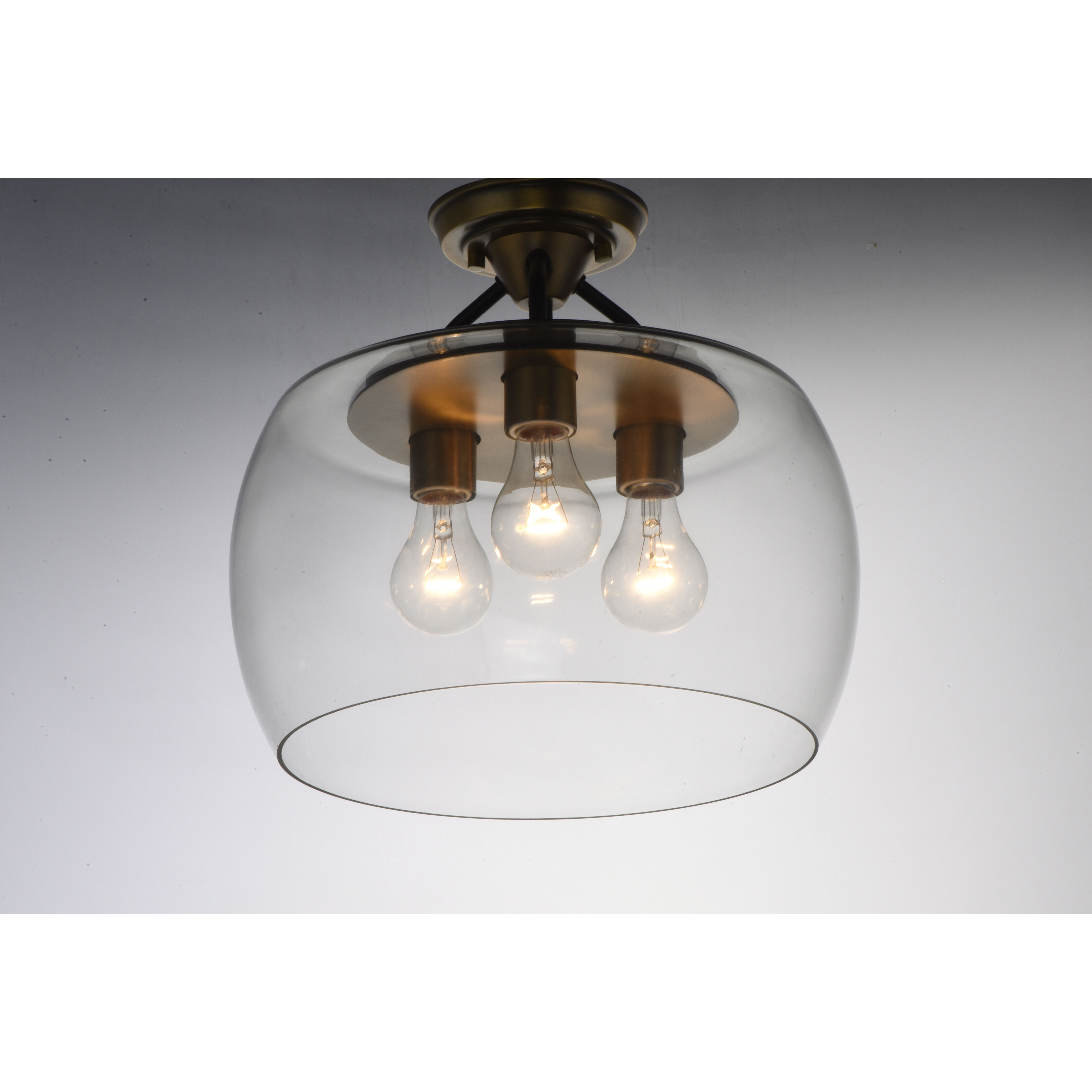 Goblet 3 Light 14 inch Bronze/Antique Brass Semi-Flush Mount Ceiling Light in Bronze and Antique Brass