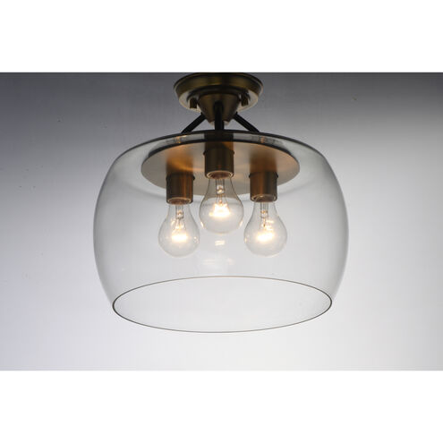 Goblet 3 Light 14 inch Bronze/Antique Brass Semi-Flush Mount Ceiling Light in Bronze and Antique Brass