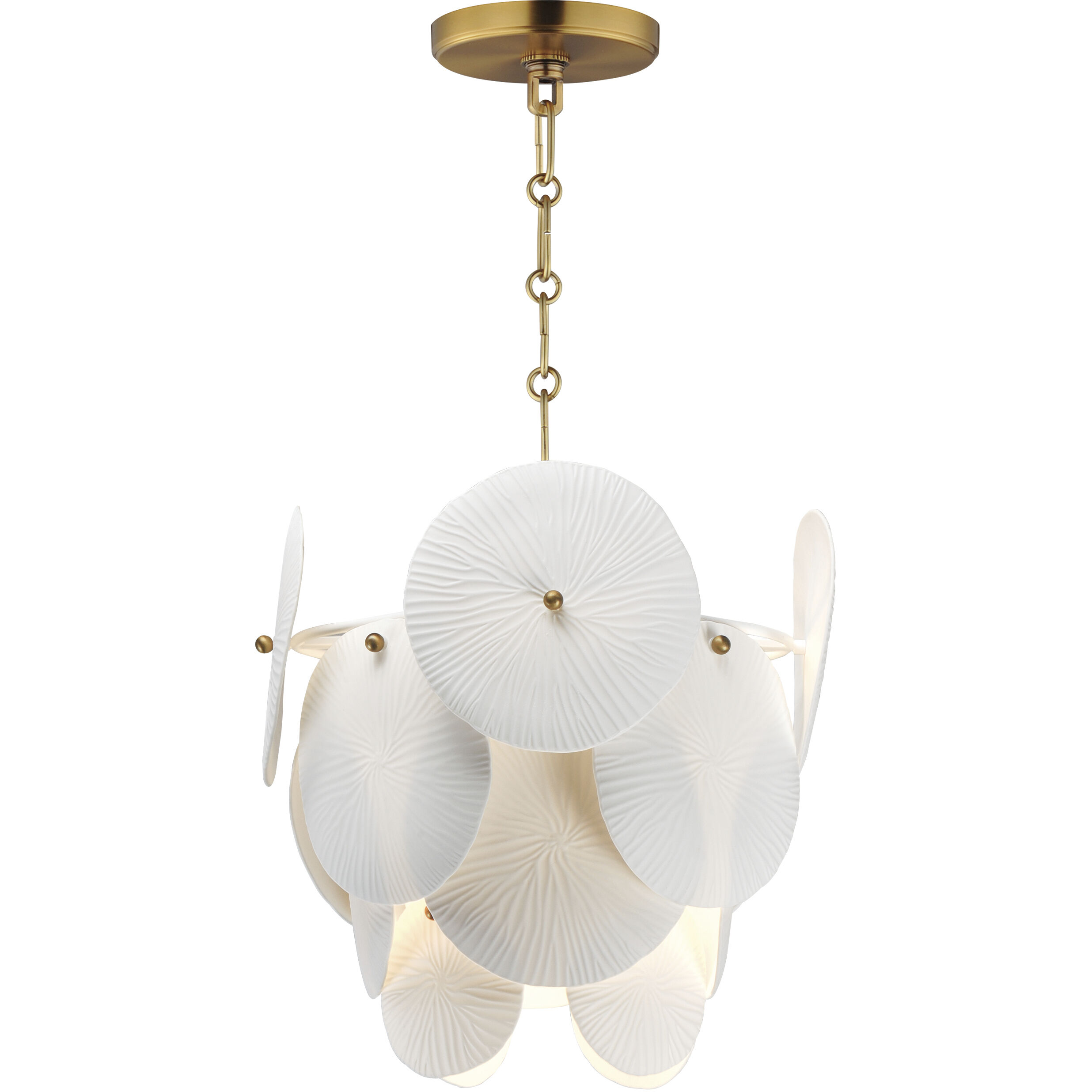 Isla 1 Light 12 inch Natural Aged Brass Single Pendant Ceiling Light in White