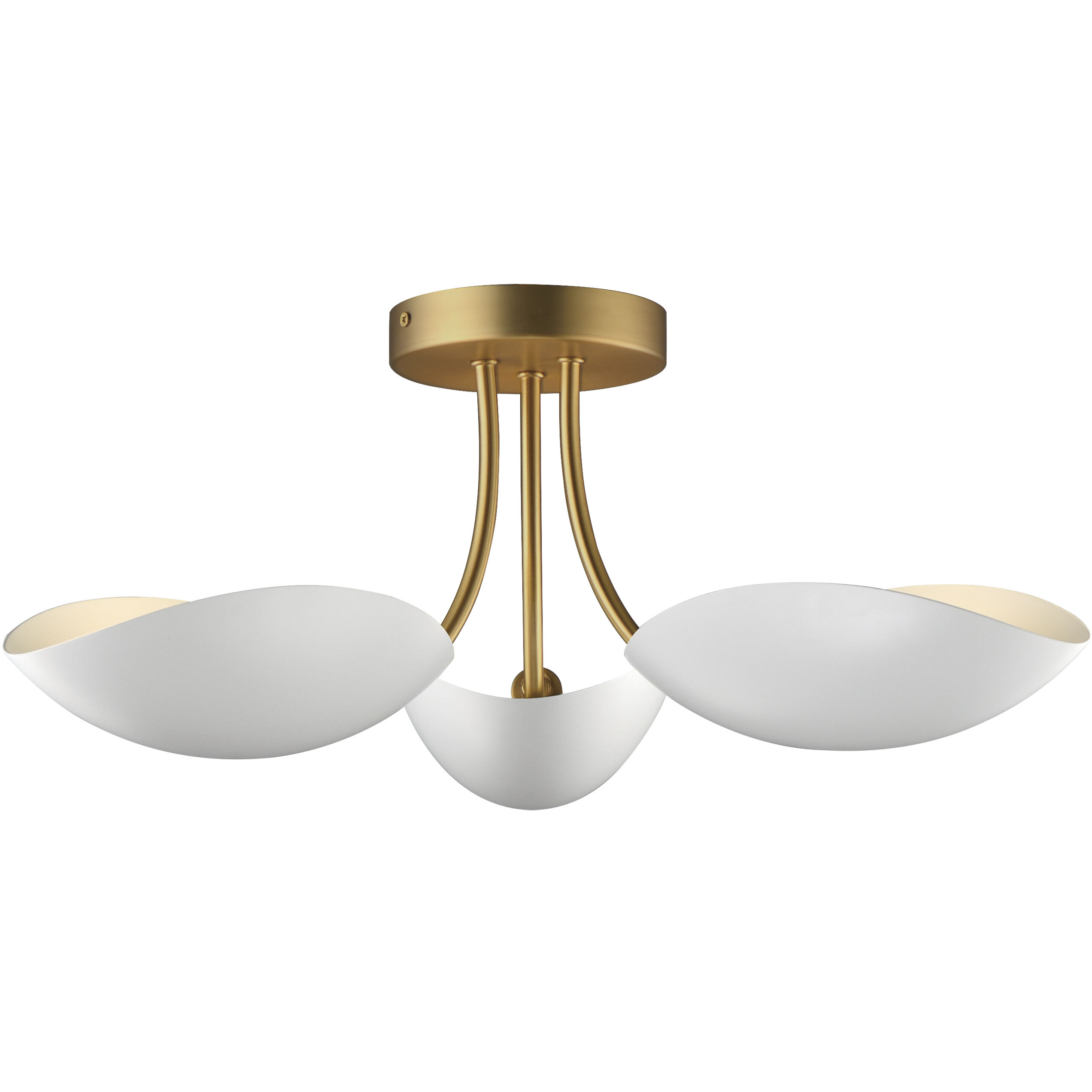 Maris 3 Light 22 inch White and Natural Aged Brass Semi-Flush Mount Ceiling Light