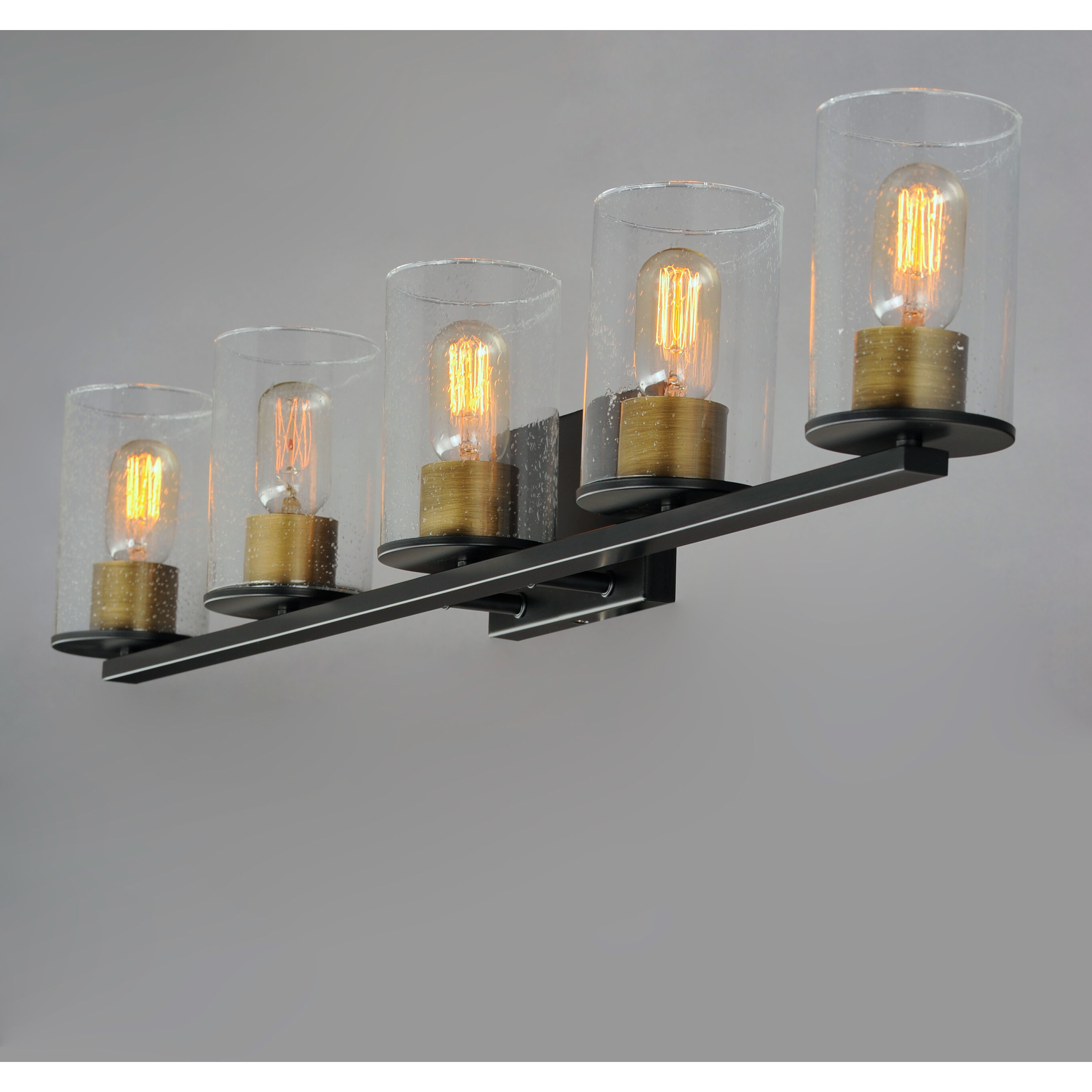 Sleek 5 Light 40 inch Antique Brass/Black Bath Vanity Wall Light