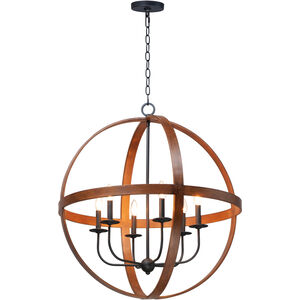Compass 6 Light 30 inch Antique Pecan/Black Single Pendant Ceiling Light in Antique Pecan and Black