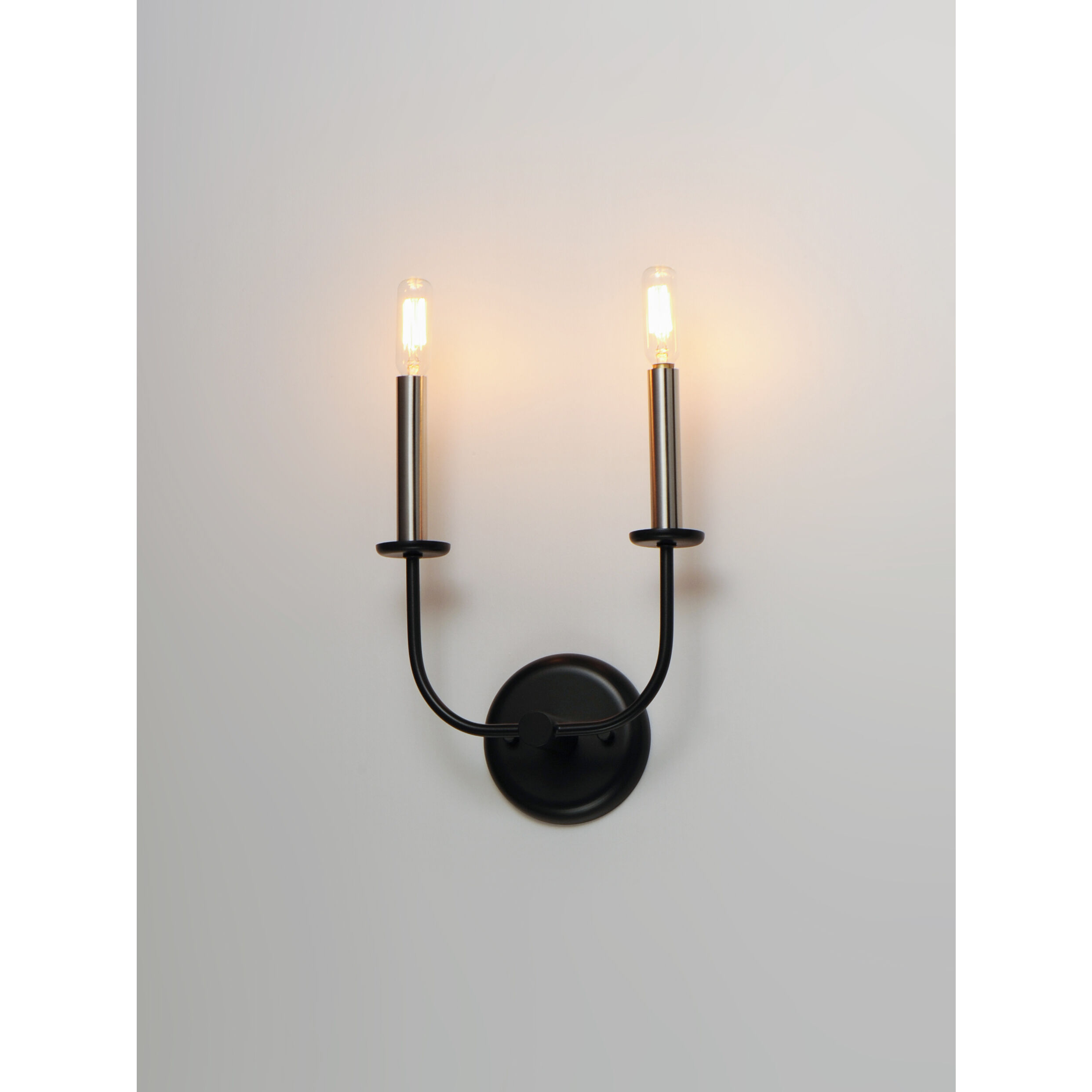 Wesley Wall Sconce Wall Light in Black and Satin Nickel
