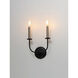 Wesley 2 Light 9 inch Black/Satin Nickel ADA Wall Sconce Wall Light in Black and Satin Nickel