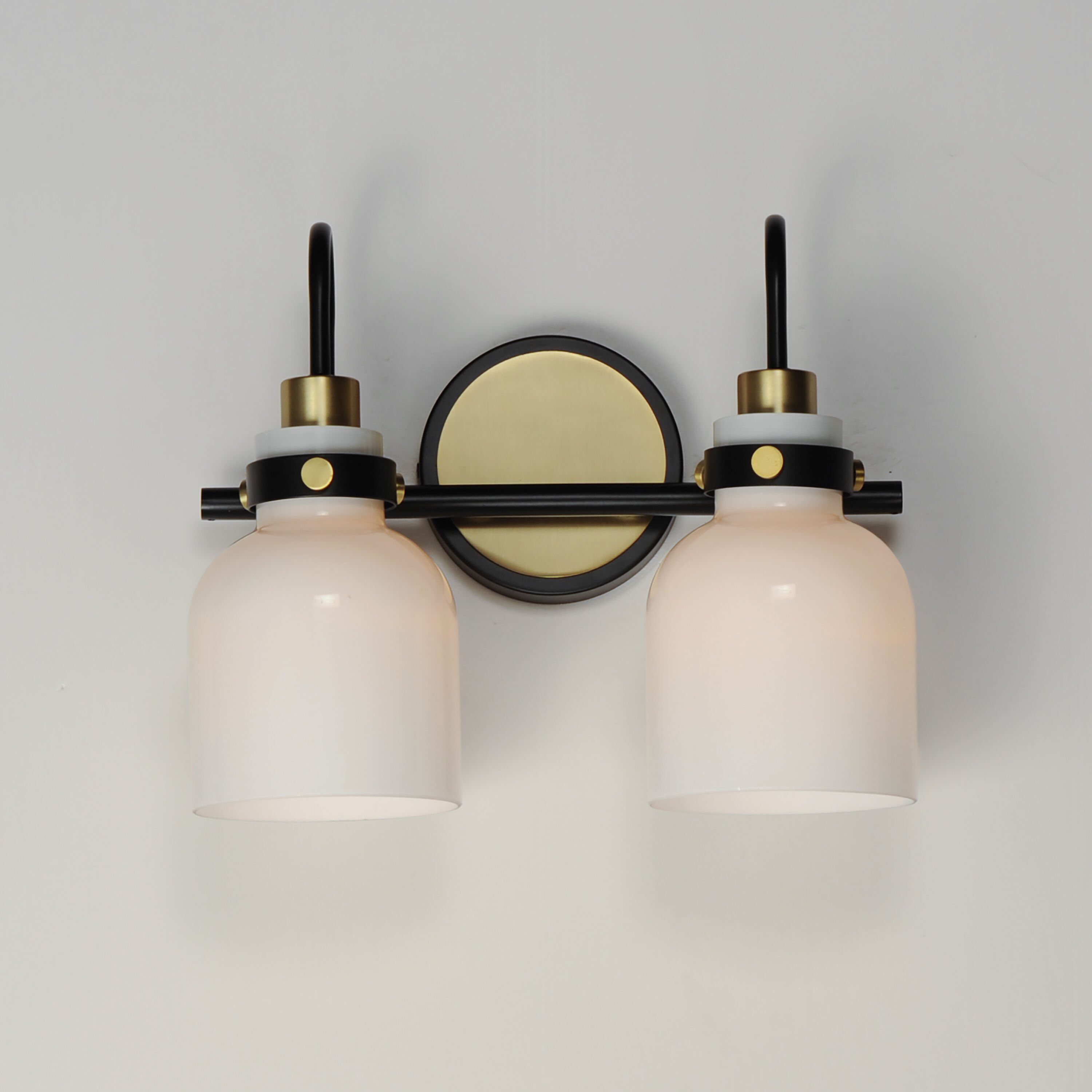 Milk 2 Light 13.5 inch Satin Brass Bath Vanity Light Wall Light in Black and Satin Brass