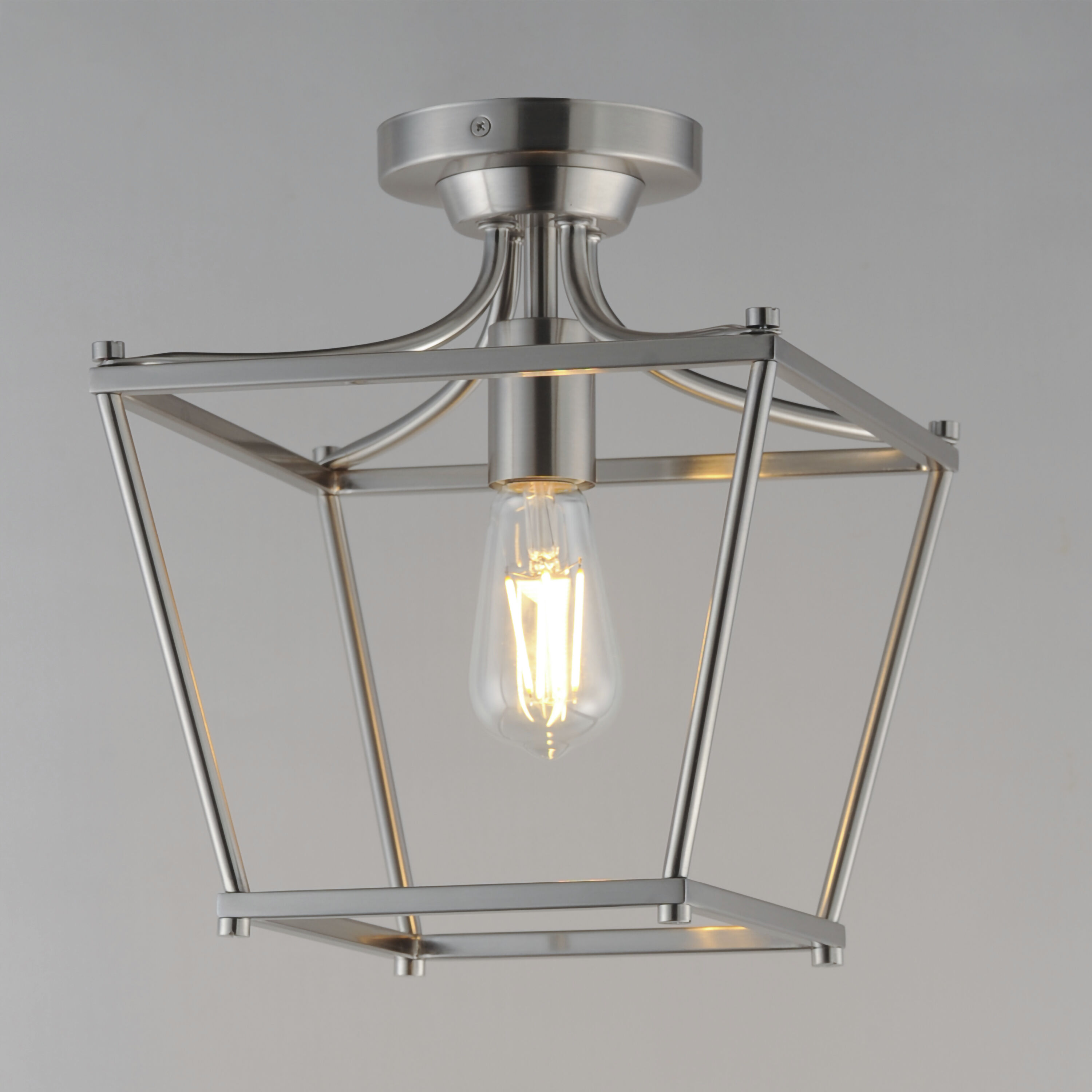 Clifton 1 Light 10 inch Satin Nickel Semi-Flush Mount Ceiling Light