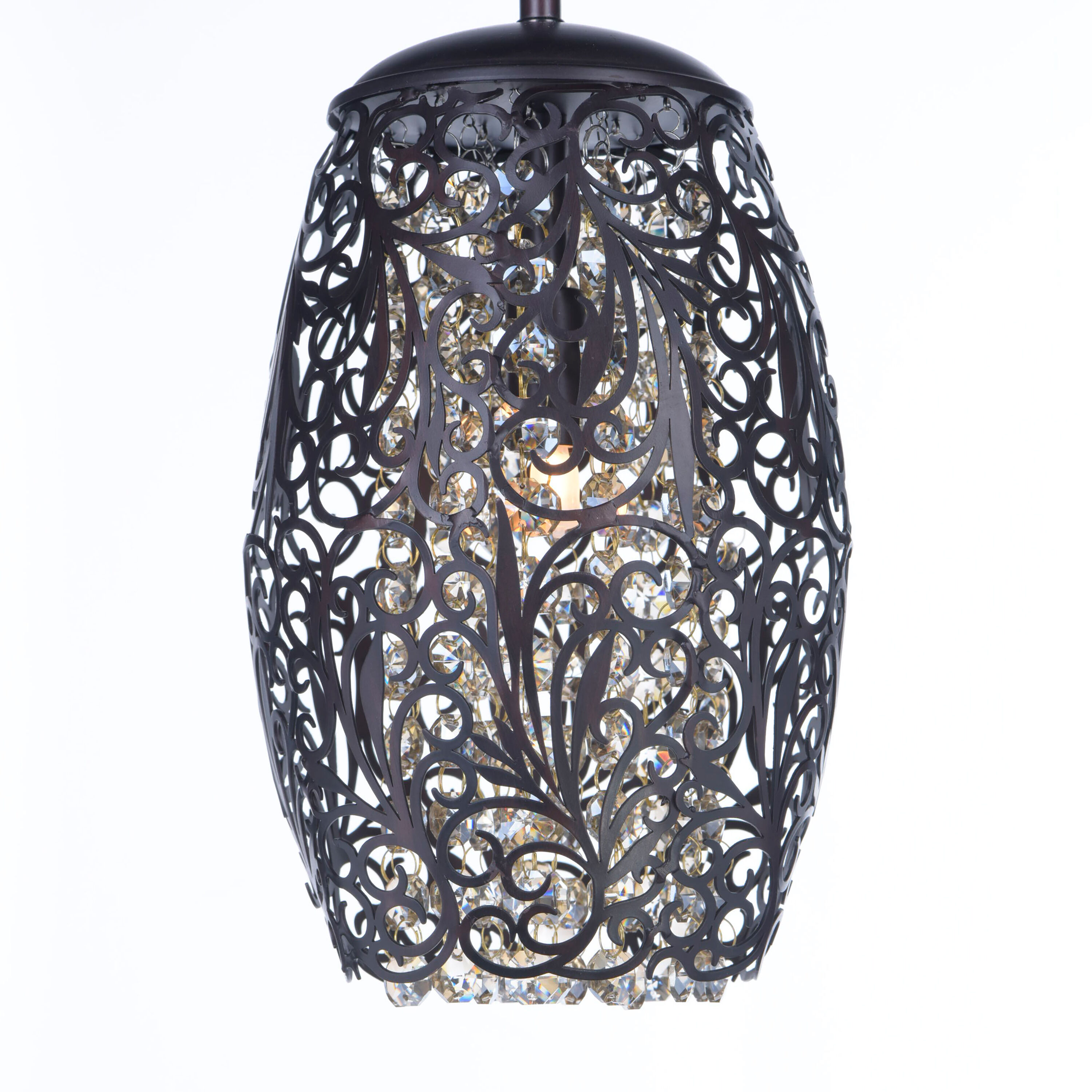 Arabesque 1 Light 6.5 inch Oil Rubbed Bronze Mini Pendant Ceiling Light in Cognac
