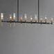 Flambeau 10 Light 60.75 inch Black and Antique Brass Linear Pendant Ceiling Light