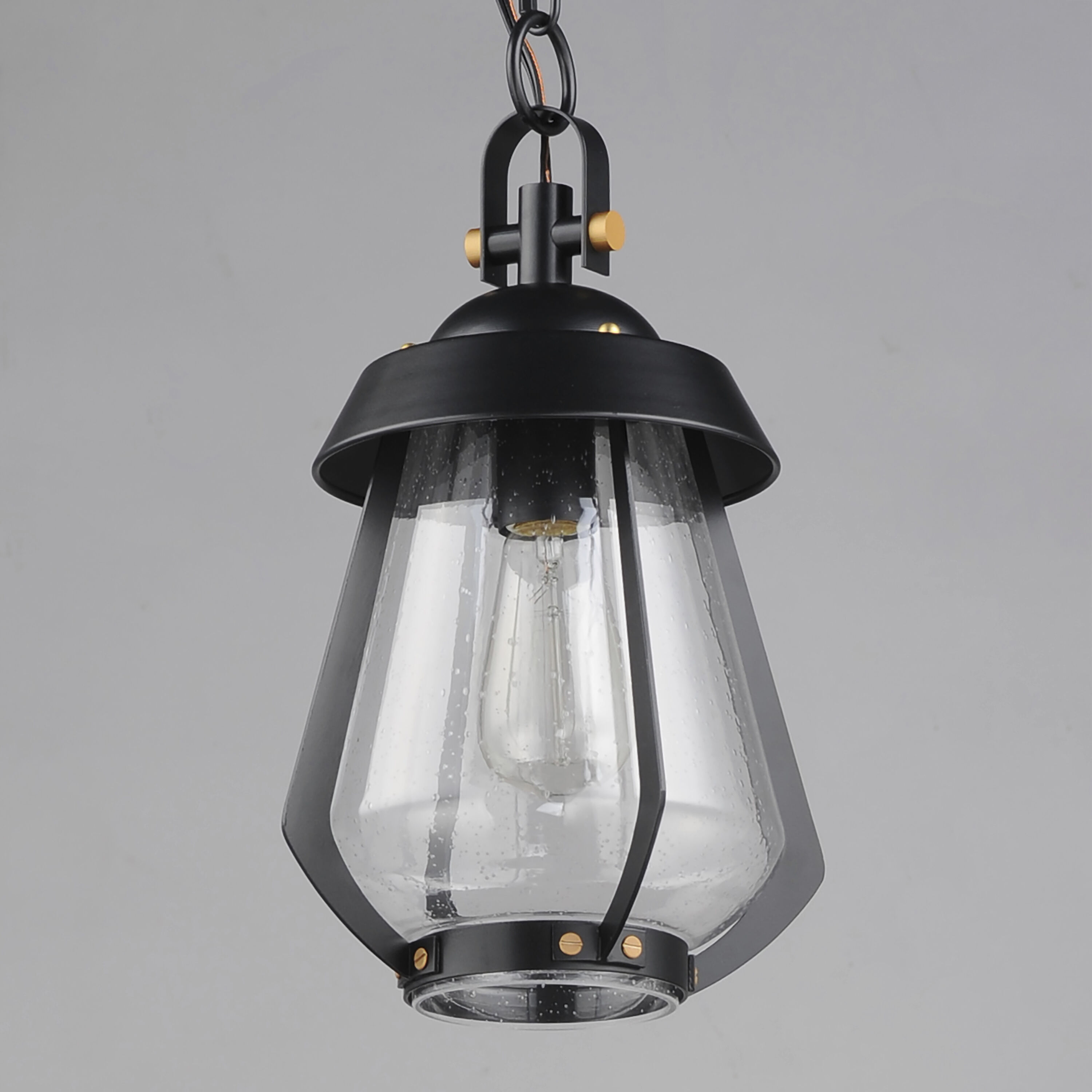 Mariner 1 Light 7.5 inch Black with Antique Brass Outdoor Pendant, Medium