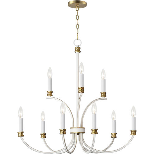 Charlton 9 Light 30 inch Weathered White and Gold Leaf Chandelier Ceiling Light