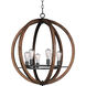 Bodega Bay 6 Light 30 inch Anthracite Single-Tier Chandelier Ceiling Light in Bulb Not Included