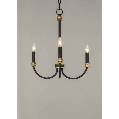 Charlton 3 Light 20 inch Black/Antique Brass Chandelier Ceiling Light