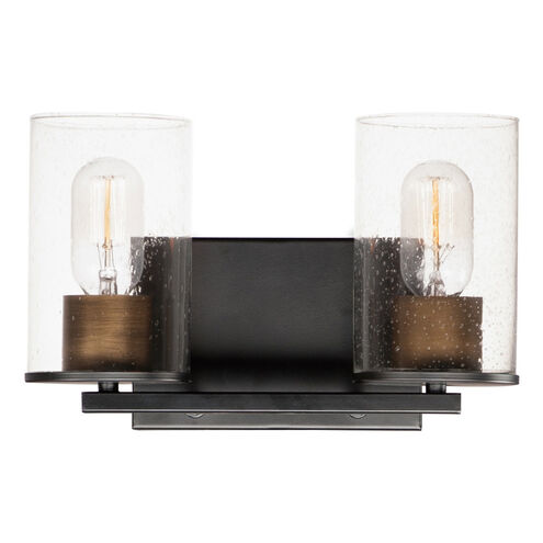 Sleek 2 Light 12 inch Antique Brass/Black Bath Vanity Wall Light