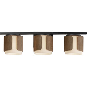 Draughtsman 3 Light 27 inch Walnut and Black Bath Vanity Light Wall Light in Satin White