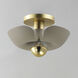 Poppy LED 11.75 inch Silver Gold with Satin Brass Flush Mount Ceiling Light in Silver Gold and Satin Brass