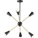 Lovell LED 26 inch Black and Satin Brass Multi-Light Pendant Ceiling Light in Incandescent
