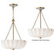 Bundt 3 Light 15.5 inch White and Natural Aged Brass Semi-Flush Mount Ceiling Light