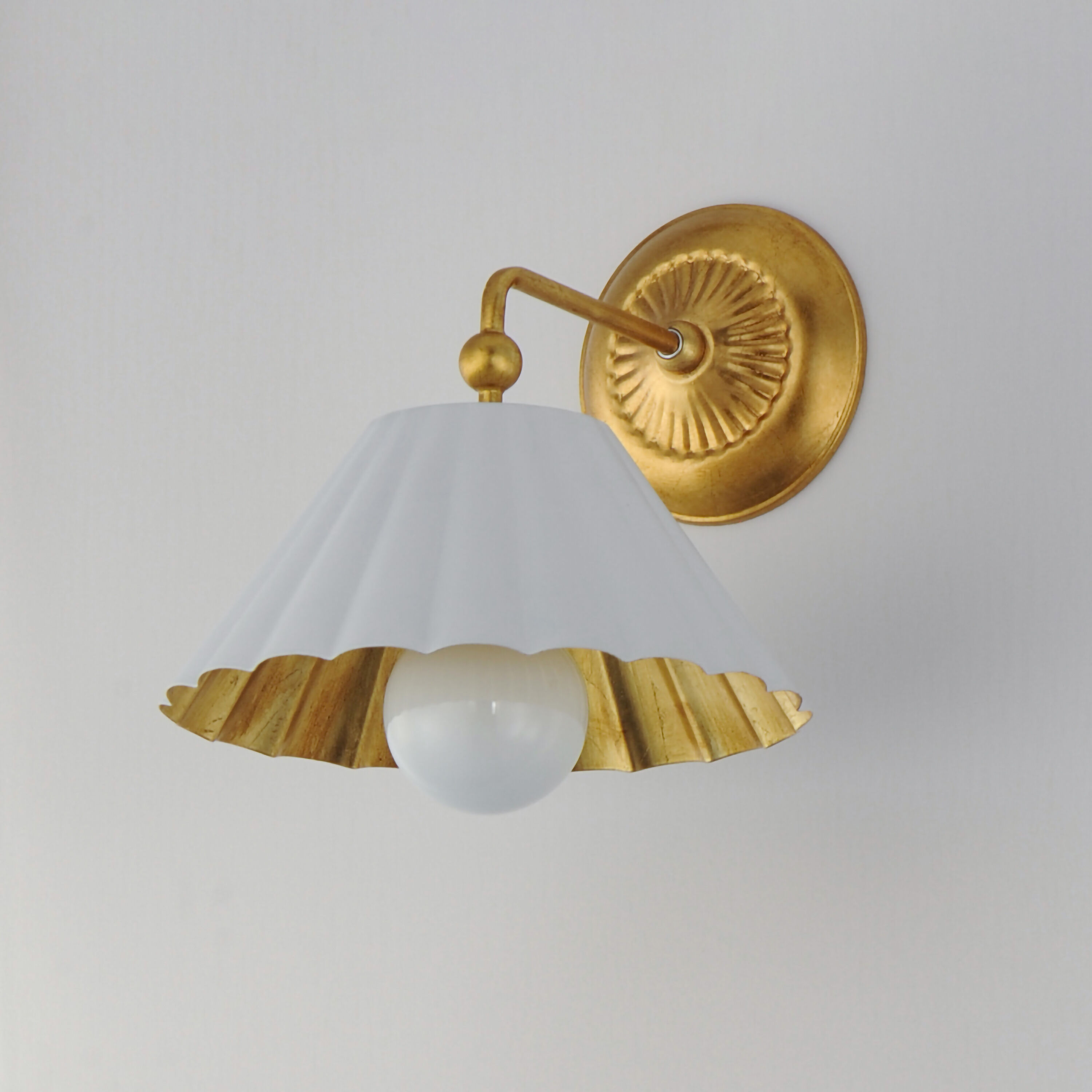 Primrose 1 Light 10 inch Matte White and Gold Leaf Wall Sconce Wall Light