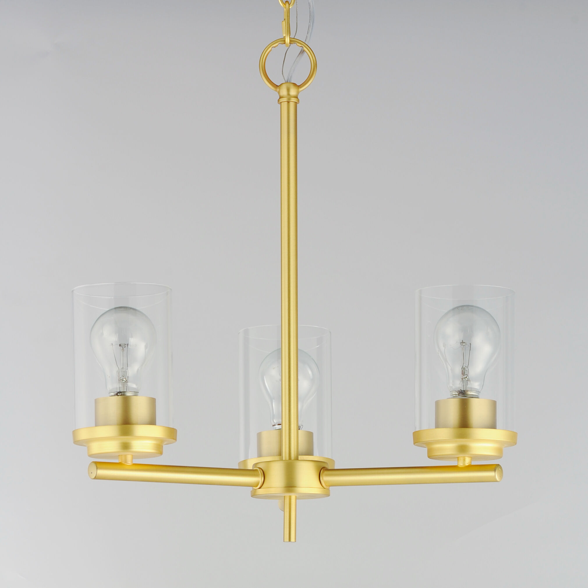 Corona 3 Light 16.5 inch Satin Brass Single-Tier Chandelier Ceiling Light in Clear