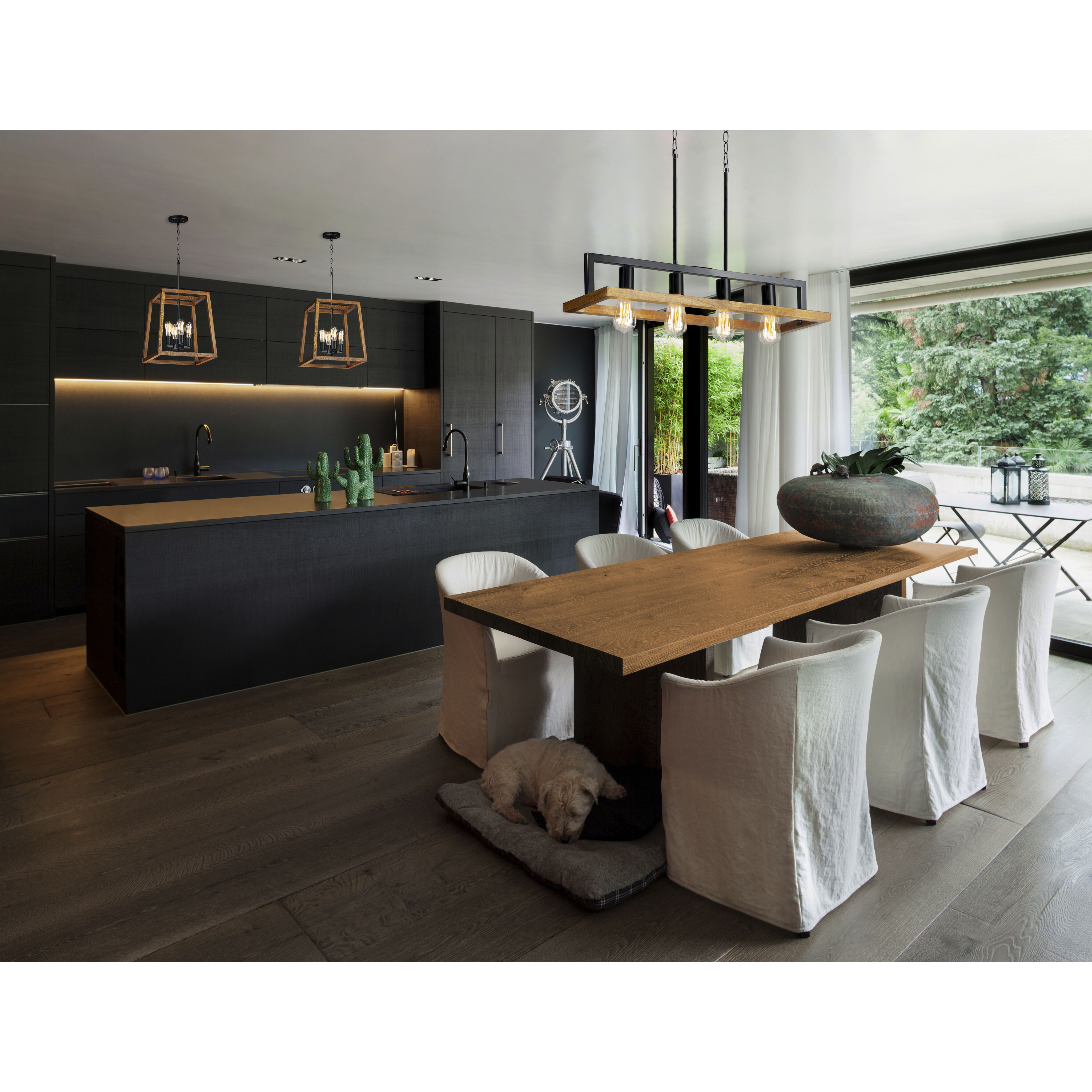 Black Forest 4 Light 30 inch Black/Ashbury Linear Pendant Ceiling Light