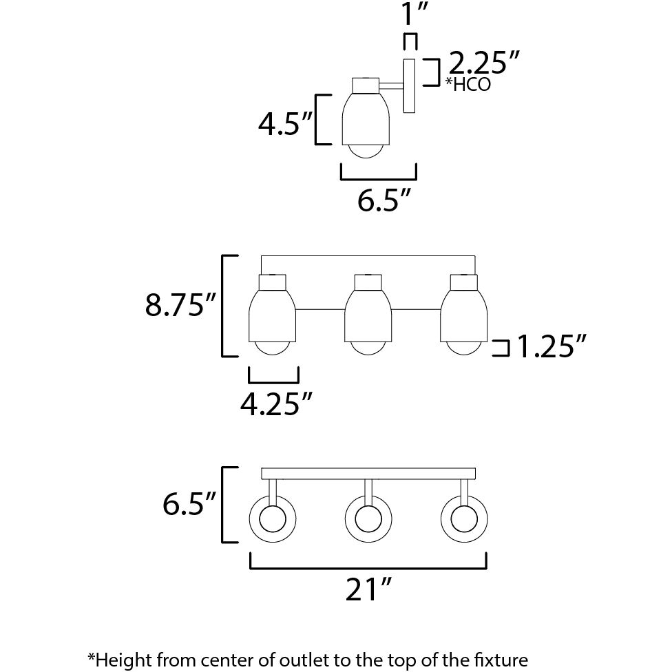 Pompeii 3 Light 21 inch Lava and Black Bath Vanity Wall Light