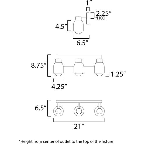 Pompeii 3 Light 21 inch Travertine and Oyster Bath Vanity Wall Light