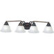 Malaga 4 Light 29 inch Oil Rubbed Bronze Bath Vanity Wall Light in Marble