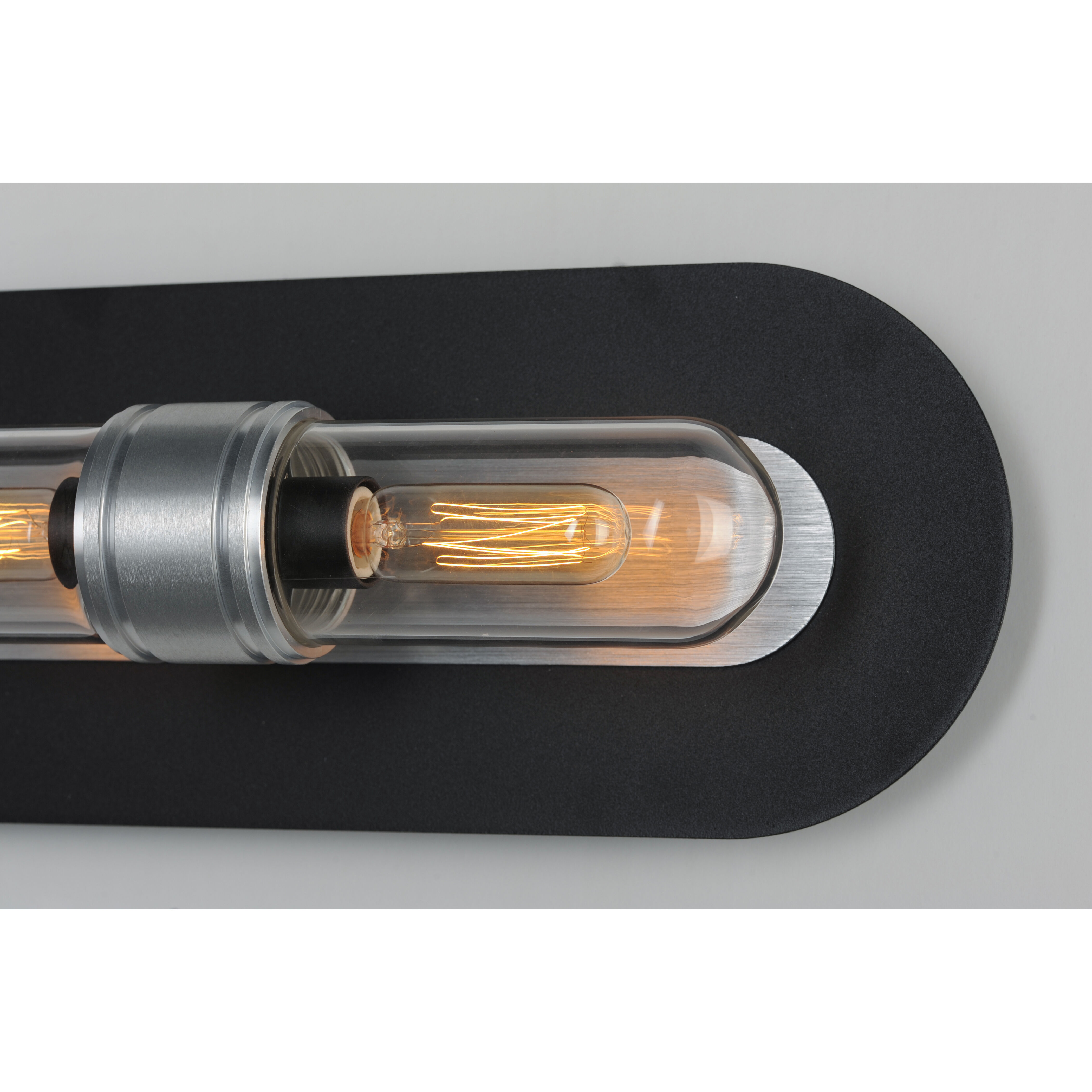 Dual 4 Light 28.5 inch Black/Brushed Aluminum Bath Vanity Wall Light