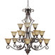 Symphony 15 Light 49 inch Oil Rubbed Bronze Multi-Tier Chandelier Ceiling Light