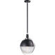 Axiom LED 12.25 inch Black and Satin Nickel Single Pendant Ceiling Light