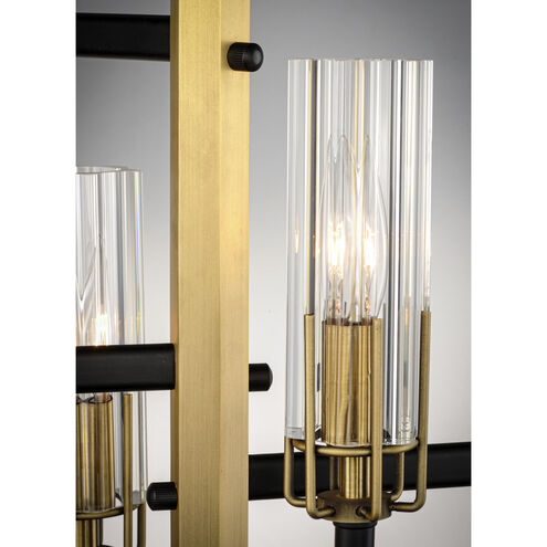 Flambeau 6 Light 14 inch Black/Antique Brass Chandelier Ceiling Light