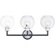 Vessel 3 Light Black and Brushed Aluminum Wall Sconce Wall Light