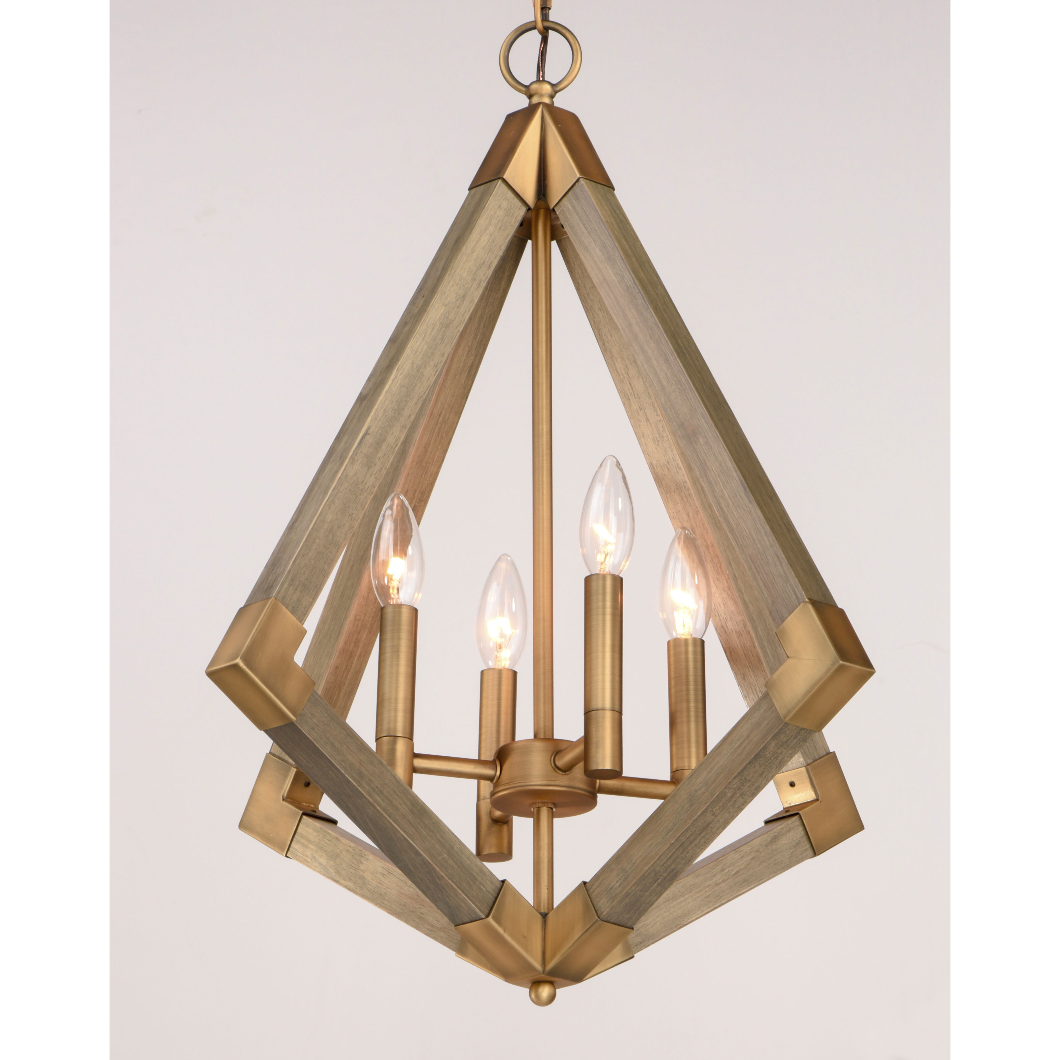 Brass and wood pendant light outlet