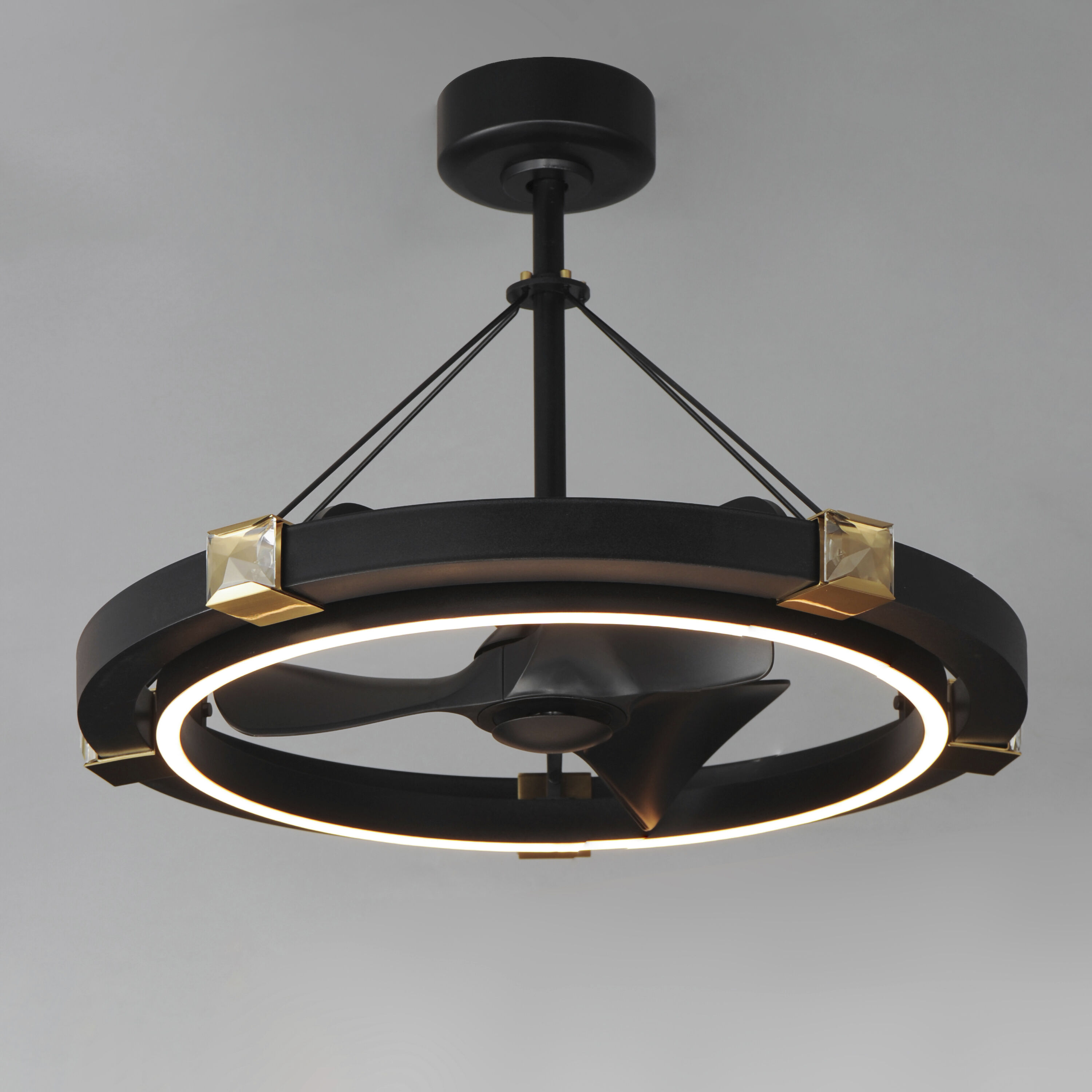 Jewel 33 inch Black and Gold Fandelight