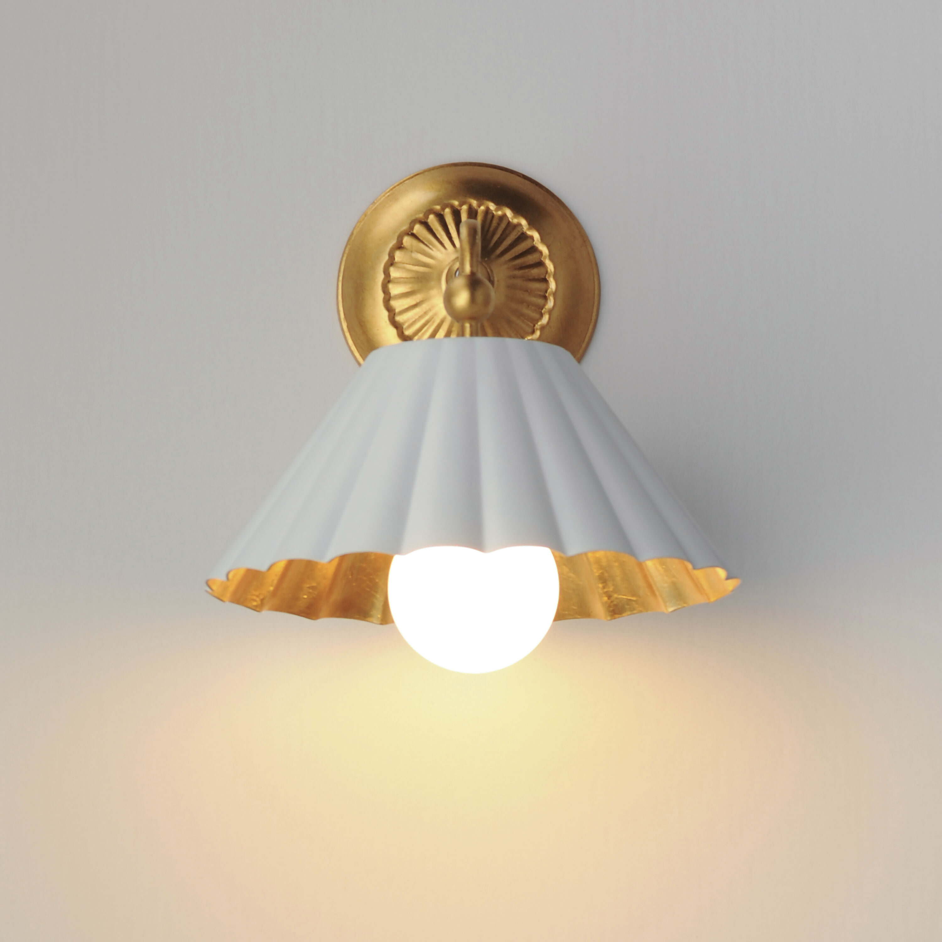 Primrose 1 Light 10 inch Matte White and Gold Leaf Wall Sconce Wall Light