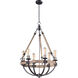 Lodge 6 Light 24 inch Weathered Oak and Bronze Chandelier Ceiling Light