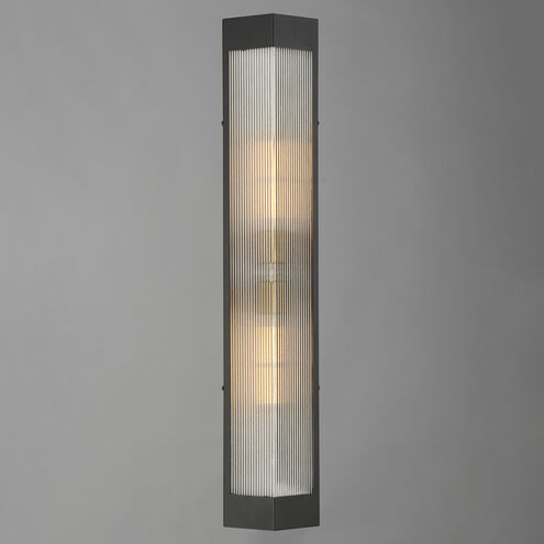 Triform 2 Light 32 inch Black and Antique Brass Outdoor Wall Mount